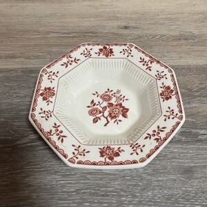 Independence Ironstone 1776 Octagon Bowl Red Floral Pattern Made in Japan